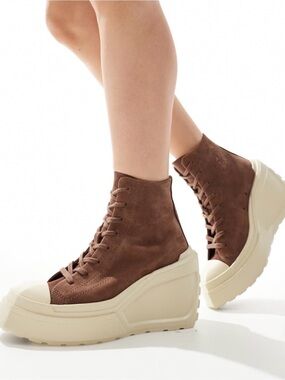 Women’s Chuck Taylor All Star Platform Leather Ankle Brown Boots Sz 6